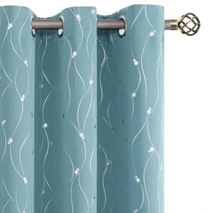 lot 20326 image: BGment Room Darkening Curtains 63 Inches Long, Grommet Thermal Insulated Blackout Curtains with Wave Line and Dots Printed for Bedroom, 2 Panels, Each 38 x 63 Inch, Greyish White