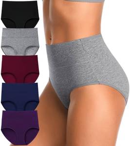 lot 20329 image: IROCUE High Waisted Underwear Cotton Brief Ladies Panties Full Coverage Postpartum Tummy Control Underwear Breathable Solid Color Ladies Panties Multipack-L