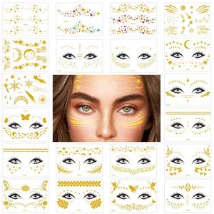 lot 20353 image: 20Pcs Gold Glitter Freckles Face Tattoo, Freckle Temporary Tattoos Sparkle Freckles for Women and Kids, Glitter Face Tattoos for Festival Makeup Accessories