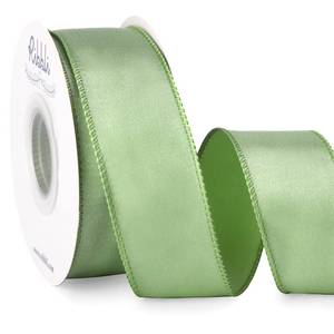 lot 20354 image: Ribbli Sage Green Satin Wired Ribbon 1.5 Inch Sage Christmas Ribbon for Gift Wrapping Wreaths Garland Tree Decoration Crafts Home Decor-Continous 20 Yards