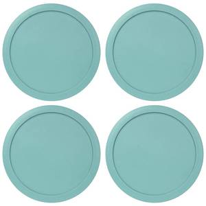 lot 20365 image: Replacement Lids fits Pyrex 1-Cup (4 Smallest Size) Glass Food Storage Container Bowls, 4-Inch Plastic Round Lids Covers for Pyrex 7202-PC, Airtight & Leakproof (4-Pack, Turquoise)