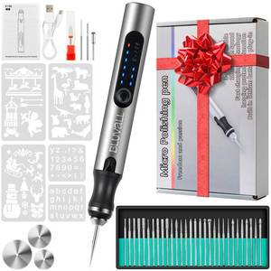 lot 20367 image: BLUVALL Electric Engraving Pen, 37 Bits Cordless Rotary Tool for Jewelry Metal Glass Wood, DIY Craft Kit with Gift Box