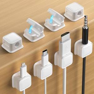 lot 20376 image: 8 Pack Magnetic Cord Organizer Holder,Strong Adhesive Desk Cable Management Easy Open,Organize Phone Charging Cords Wire Holder Organizer Neatly for Home,Office,Car,Desk,Nightstand-White