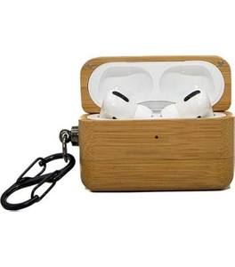 lot 10194 image: Handmade Natural Wood Case with Wristlet  Full-Body Protective Wood Case for Apple Airpod with Holes for Lanyard (Walnut, Airpod 4)