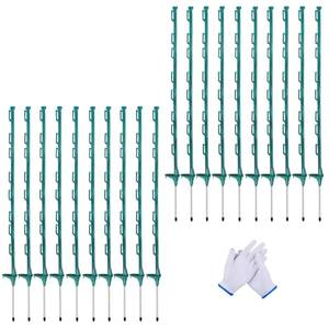 lot 1212 image: 20 Pack 48inch Step-in Electric Fence Posts �� Temporary Plastic Fence Stakes for Garden and Farm Protection, Easy to Install and Move.��Green��