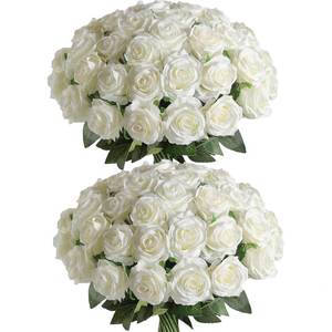 lot 1227 image: Veryhome 36Pcs Artificial Roses Realistic Fake Flowers Bulk Long Stem Silk Faux Roses Bouquet for Wedding DIY Home Decor Bridal Table Centerpieces Party Arrangements Gifts(White)