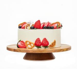 lot 1228 image: GOVOKOI 12 Acacia Wood Revolving Cake Stand, 2 High Turntable for Cake