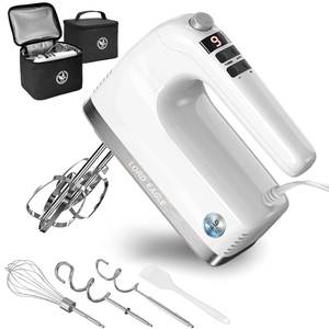 lot 1260 image: Lord Eagle 9-Speed Digital Hand Mixer Electric Handheld, 500W DC Motor Kitchen Mixer for Cake Baking, Lightweight Egg Beaters with Stain-resistant & Waterproof Storage Bag & 6 Accessories