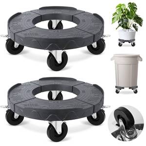 lot 1277 image: ToLanbbt Trash Can Dollies with 3 in Upgraded Wheels, 15-19 in Adjustable Round Furniture Dollies Heavy Duty 480 LBS Drum Rolling Base, Keg Carts for 20, 32, 44, 55 Gallon Garbage Cans, Gray, 2 PCS