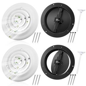 lot 1283 image: Therwen 2 Set 8 Inch Round Vent Cover Ceiling Diffuser HVAC Vent Duct Cover Replacement with Steel Butterfly Damper Fitting in 8 Inch Duct, Outer Dimensions 12