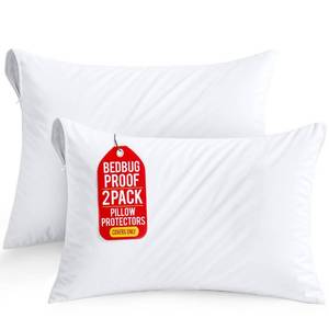 lot 2310 image: Set of 2 Pillow Protectors with Zipper Queen Size, Bed Bug and Dust Mite Proof Pillow Covers, Ultra Soft Pillow Encasements, Moisture Wicking and Waterproof Pillow Cases by Utopia Bedding (White)