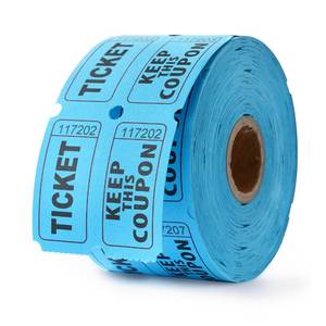 lot 2322 image: COKUMA 500 Pairs Raffle Tickets, Double Roll 5050 Blue Raffle Tickets with Stub for Events, Easy Tear-Offs and Consecutive Number with Writable Back for Carnival Concert and Prize Drawings