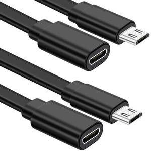 lot 2350 image: Sumind 2 Pack 10 ft (3 m) Micro USB Extension Cable, Male to Female Cord Compatible with Wyze Cam OG, V4, V3 and Compatible with Kasa Camera EC60, KC100, KC400, Includes Cable Clips, Black