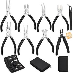lot 2354 image: shynek 10 Pieces Jewelry Pliers Tools Set, Jewelry Making Tools Include 8 Pieces Pliers, Jump Ring Opener, Tweezers for Wire Wrapping, 3D Printing Projects and Other DIY Projects