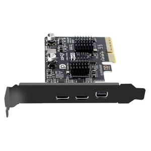 lot 2356 image: 10Gbps PCI-E Express 4X & Mini DP Displayport 1.4 Input to Dual USB3.1 Type-C USB-C & 4K 60hz Output Desktop Graphics Expansion Card Adapter ASM3142