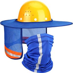 lot 2357 image: SATINIOR 2Pcs Hard Hat Sun Shade, High Visibility Full Brim Mesh Sun Visor Neck Protection,Reflective Strip Neck Gaiter Bandana Face Scarf for Construction Helmet Hardhat Accessories(Blue)
