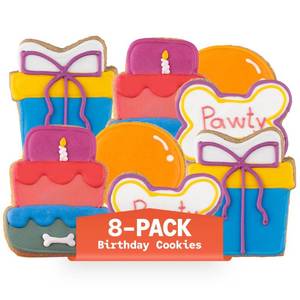lot 2371 image: CRUMBARK Dog Birthday Treats  Hand-Decorated Treats �� 8 Pack in Gift Box  Extra Large Treat 62g Cookie, Vegan Dog Birthday Cake