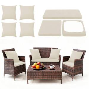 lot 2391 image: SUKAIKEQA Waterproof 3-Piece Patio Sofa Cushion Cover Set - Replacement Covers for Outdoor Wicker Furniture, Bench & Seat Cushions with 4pcs Throw Pillow Cover
