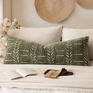lot 2396 image: vivrudil Home D�cor Decorative Boho Chenille Throw Pillow Covers Textured Neutral Cushion Covers Soft Farmhouse Body Pillowcase for Couch Sofa Chair Bed Living Room, 14�36 Inch, 1 Piece, Olive Green