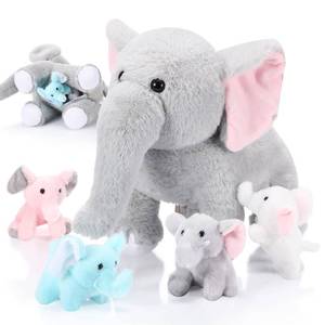 lot 2428 image: Skylety 5 Pcs Plush Elephant Stuffed Animals with Babies, Mommy Elephant with 4 Plush Baby Soft Elephants Animals Play Set for Party Supplies, Favors, Decorations, Stocking Stuffers(Multicolor)