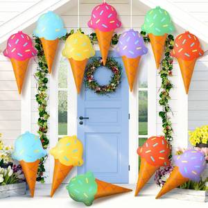 lot 2435 image: Realspring 12 Pieces 12 Inch Ice Cream Balloons Summer Inflatables Outdoor Decorations Inflatable Hanging Ornament Summer Ice Cream Birthday Party Swimming Pool, Beach Decorations for Indoor Outdoor