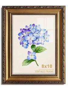 lot 2455 image: AGOLINE 8x10 Gold Picture Frame, Vintage Gold Picture Frames 8x10 for Wall Mount & Tabletop Display, Antique Ornate Photo Frames for Living Room, Bedroom, Office, Vintage Picture Frames