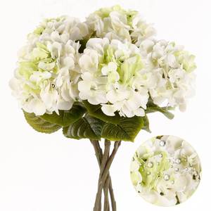 lot 3687 image: 5Pcs Realistic White with Green Hydrangea Artificial Flowers with Stems 24 Inch Lifelike Faux Hydrangeas Flower Large Hydrangea for Weddings Bouquets Table Centerpieces Home Decor Party