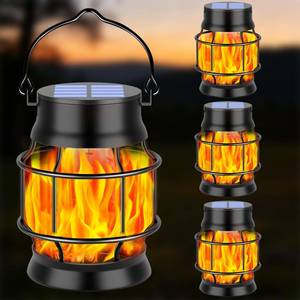 lot 3713 image: TomCare Solar Lanterns Flickering Flame Solar Lights Outdoor Waterproof Metal Hanging Lantern Lighting Solar Powered Lanterns for Decorative Outdoor Patio Porch Garden Lawn,4 Pack