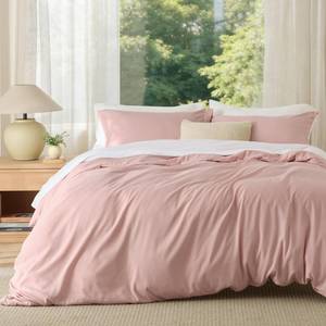 lot 3727 image: Bedsure Duvet Cover King Size - Soft Double Brushed Bedding Set for Kids & Adults, Zipper Closure, 3 Pieces, Includes 1 Duvet Cover (104x90) & 2 Pillow Shams, NO Comforter, Blush Pink