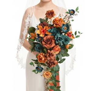 lot 3728 image: Lings moment Bridal Bouquet Cascading Terracotta Wedding Bouquet for Bride