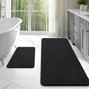lot 3729 image: OLANLY Bathroom Rugs Sets 2 Piece, Soft Absorbent Chenille Bath Mats Area Rug Set, Non-Slip, Quick Dry, Machine Washable Bath Mats for Bathroom, Home Decor Accessories (47x2024x16, Black)