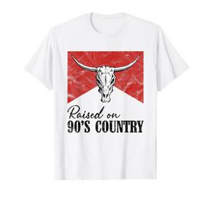 lot 4012 image: Vintage Western Bull Skull Raised On 90s Country Music T-Shirt