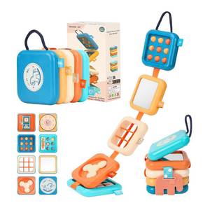 lot 4017 image: YINGZHIXING Busy Board for 1 2 3 Year Old - Montessori Travel Toy with Fine Motor Activities, Busy Cube Sensory Learning for Toddlers 1-3 - Perfect Baby Boy Girl Gift & Airplane Car Activity