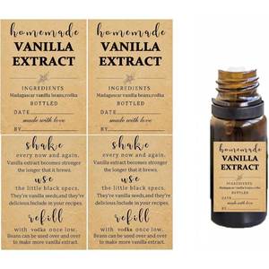 lot 4024 image: 48 Pack Kraft Homemade Vanilla Extract Stickers 1.5�2 inch Square Vanilla Instruction Labels Madagascar Vanilla Beans and Vodka Extract Stickers for Handcrafted Vanilla Bottles,Jar Kitchen Pantry