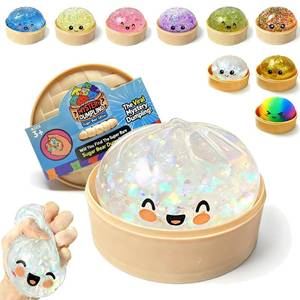 lot 4442 image: Dumpling Squishies Toys, Squishies Fidget Squishies, Stretchy Squeeze Balls for Kids Adults, Sensory Stress Balls for Anxiety Relief, with Steamer Box Party Favors��Butter Squishy(White)
