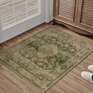 lot 4465 image: HUGEAR 2x3 Entryway Area Rug Retro Green Small Rug Machine Washable Door Mat Vintage Floral Low Pile Carpet Distressed Throw Rug Entrance Kitchen Bathroom Bedroom Office Non Slip Soft Lightweight