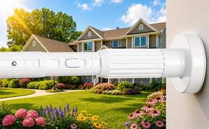 lot 5679 image: QINGYUN Extra Long No-Drill Tension Curtain Rod 40-166 Inches (4-14Ft), Heavy Duty Adjustable Rod for Outdoor Patio Curtains, Large Windows, Room Divider & Bathroom, White