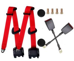 lot 5693 image: 2 Pack 3-Point Pads Adjustable Retractable Straps Cover Universal Replacement Set for Go Kart,Club Golf Cart,Minivan Van,SUV,UTV, VR,Pickup,Truck for Modification Belt Protective Cover Kit (red)