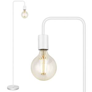 lot 5695 image: BoostArea Floor Lamp, White Industrial Floor Lamp, 63In Standing Lamp, E26 Socket, OnOff Footswitch, Whole Metal, ETL Listed, Modern Small Lamp for Bedroom, Living Room, Minimalist, Vintage, Mid-Age