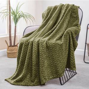 lot 5701 image: Exclusivo Mezcla Fleece Throw Blanket for Couch Sofa, Olive Green Soft Plush Blanket, Lightweight Flannel Throws for All Seasons, 50x70 Inches