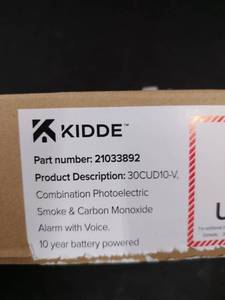 Kidde 30CUD10-V Combination Photoelectric Smoke & Carbon Monoxide Alarm with Voice 10-Year Battery