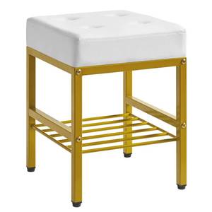 lot 5717 image: IBUYKE Square Makeup Stool, Footrest Chair, PU Vanity Seat, White LG-60W