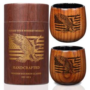 lot 5725 image: Premium Charred Wooden Bourbon Drinking Glass  11oz Large Wooden Bourbon Glass  Charred Old Fashioned Glass  Whiskey Tumbler  Unique Whiskey Gifts for Men, Dad, or Brother (2 Pack)