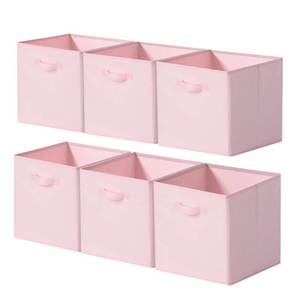 lot 5728 image: Cupic Cupid 13x13 Storage Cubes, 6 Pack Open Storage Bins with Handles, Storage Cube Organizer for Clothes and Toys, Collapsible Cube Bins for Closet, Shelves, Offices, Pink