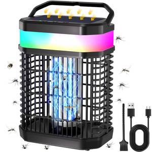 lot 5731 image: Solar Bug Zapper Outdoor, 4 in 1 Portable & Rechargeable Bug Zapper Outdoor with 5000mAH Battery, 4000V Mosquito Zapper Waterproof with LED Night Light, for Camping, Patio, Backyard