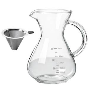 lot 5737 image: Skdqiee Pour Over Coffee Maker, 600 ml Borosilicate Glass Carafe with Reusable Stainless Steel Filter, Measurement Markings, Heat-Resistant Handle, 3.7 in Mouth, 6.7 in Tall for Home Coffee Brewing