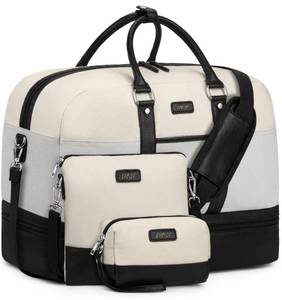 lot 5738 image: IBFUN Weekender Bags for Women, 3PCS 21 Large Travel Duffle Carry On with Crossbody Bag & Toiletry Bag, Water-Resistant Shoe Compartment, Trolley Sleeve, for Business Weekend Overnight Trips