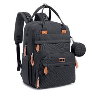 lot 5754 image: BabbleRoo Diaper Bag Backpack - Baby Essentials Travel Tote - Multi Function Water Resistant Diaper Bag, Travel Essentials Baby Bag with Changing Pad, Stroller Straps & Pacifier Case - Unisex, Black