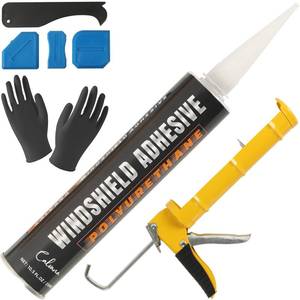 lot 5756 image: Calvana Urethane Windshield Adhesive 310ml and Caulk Gun Kit, Automotive Polyurethane Sealant, Hand Caulking Guns, Car Glass Chip & Crack Repair Kit with Sealant Tools Grout Scraper, Black used
