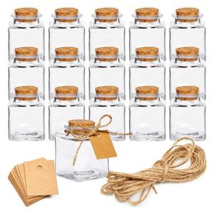 lot 5780 image: BLUE PANDA 15 Pack Small Glass Bottles with Cork Stoppers - Mini Jars with Cork Lids, Twine, and Blank Tags for Crafting & Spices - Small Bottles 1.7 Oz (50ml)